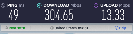 NordLynx Los Angeles speed test results.