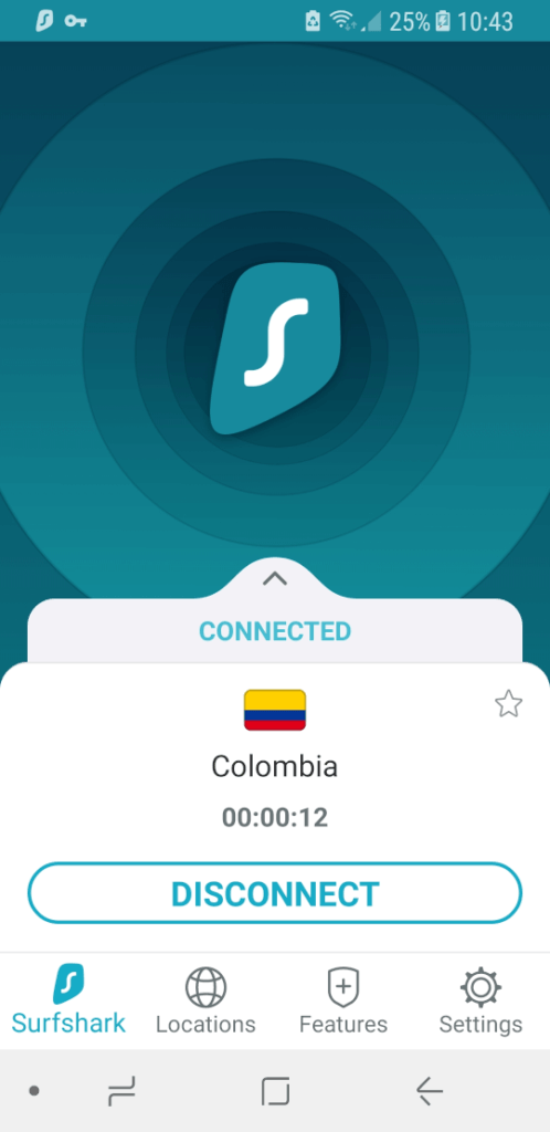 The Surfshark Android app.