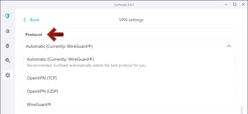 surfshark vpn protocol list