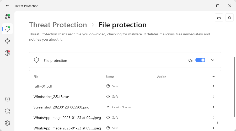 NordVPN threat Protection File Protection